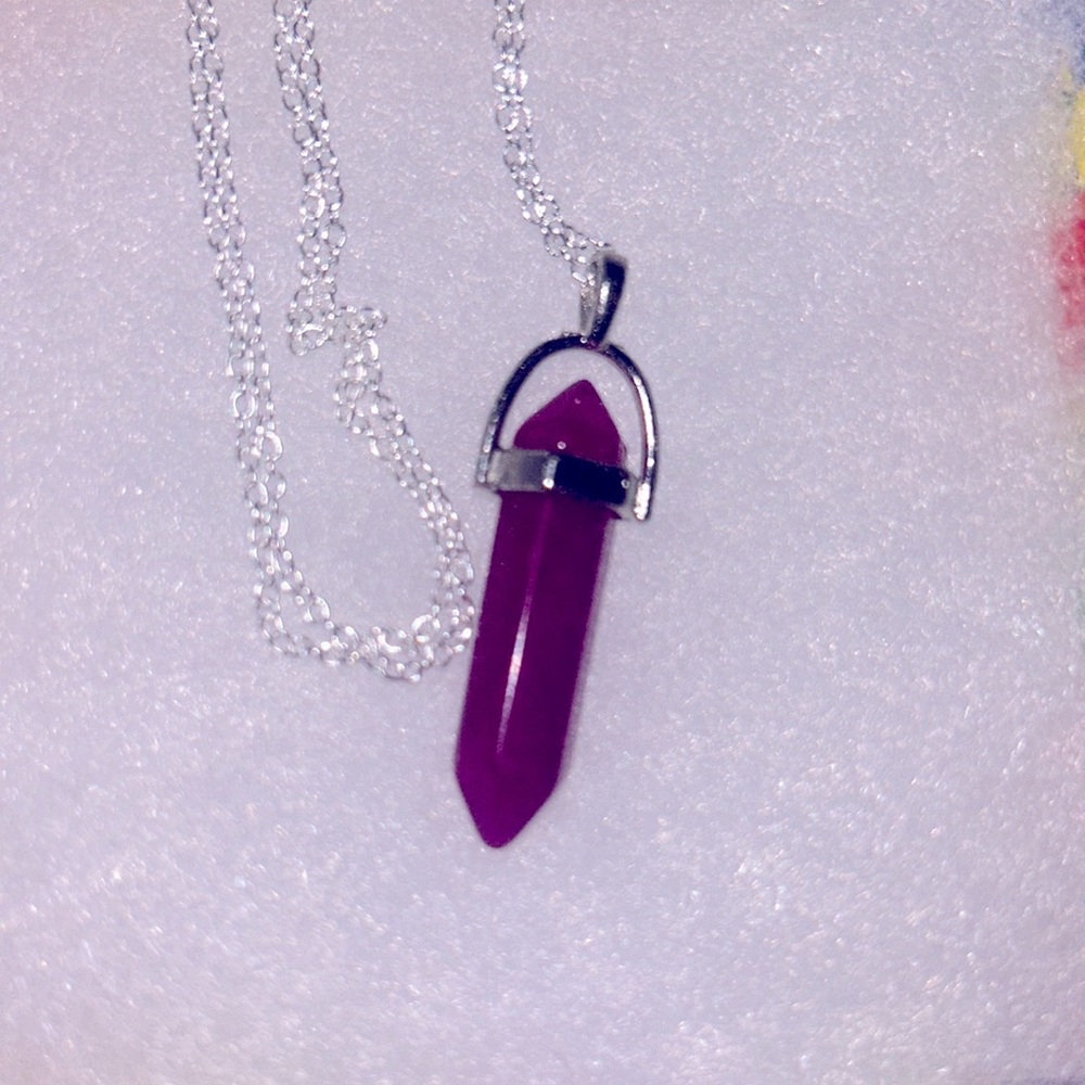 Boho hippie Amethyst Sterling Silver 24” Necklace
